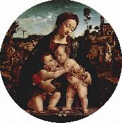 Piero di Cosimo Madonna mit Hl. Johannes dem Taufer, Tondo oil painting